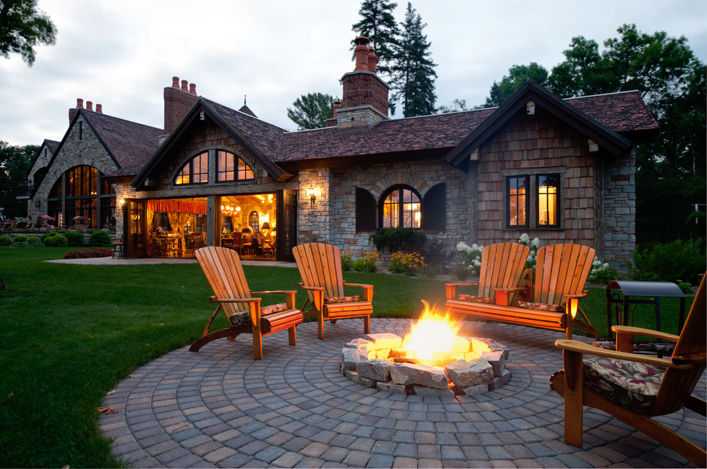Fire Pits Ideas Patio Traditional with Adirondack Chairs Backyard Brick