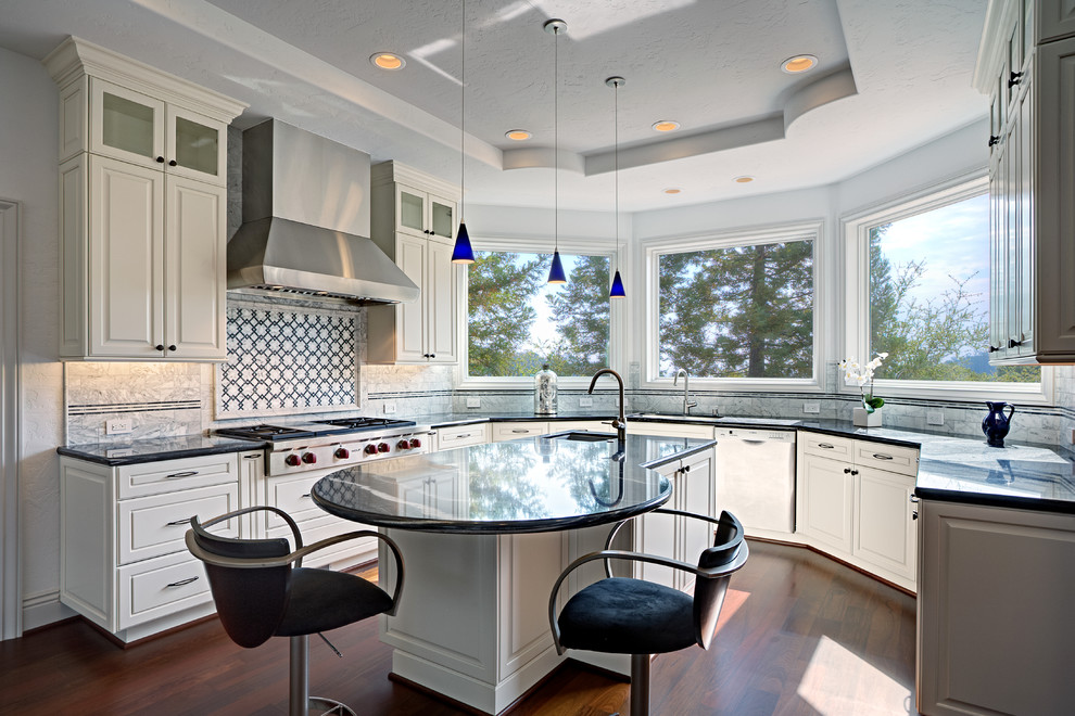 Fireplace Hearth Stone Kitchen Contemporary with Black and White Black