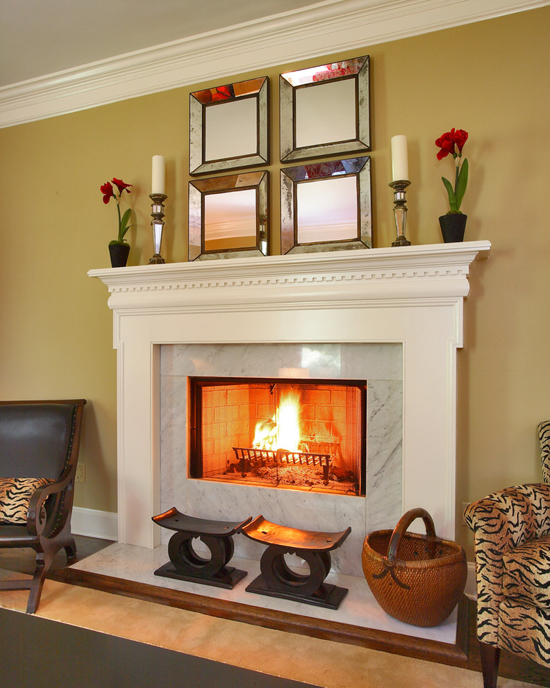Fireplace Mantel Design Living Room Traditional with Animal Print Asian Style