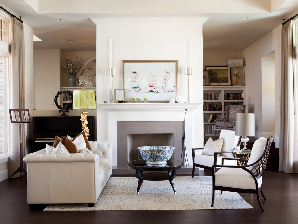 Fireplace Stone Surround Living Room Traditional with Armchair Black Coffee Table