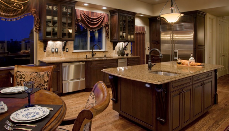 Fireplace Tile Surrounds Kitchen Contemporary with 1900 Series Bellmont Cabinets