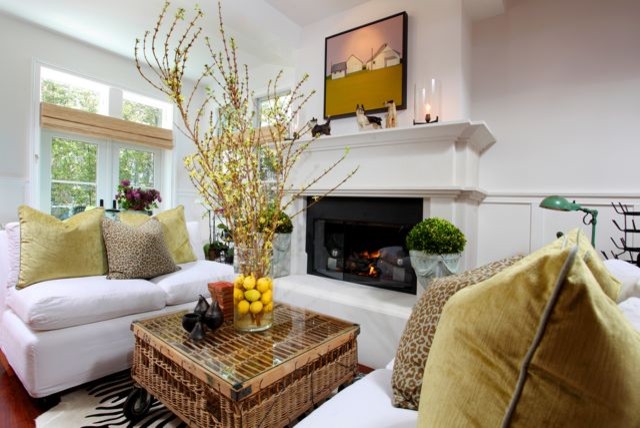 Fireplace Tile Surrounds Living Room Beach with None 