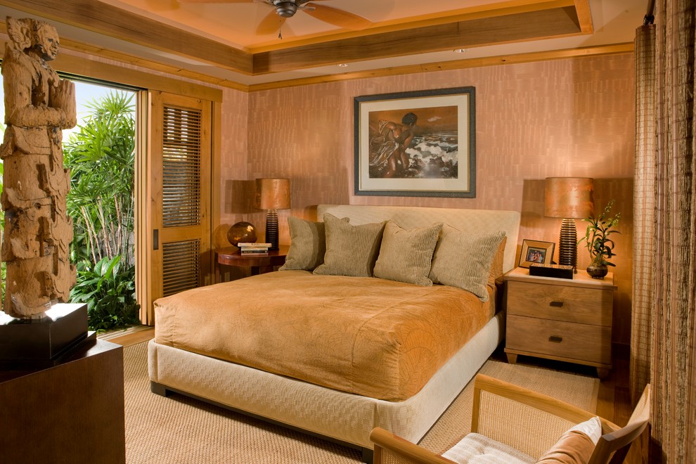 Fitted Bed Covers Bedroom Tropical with Beige Bed Beige Headboard