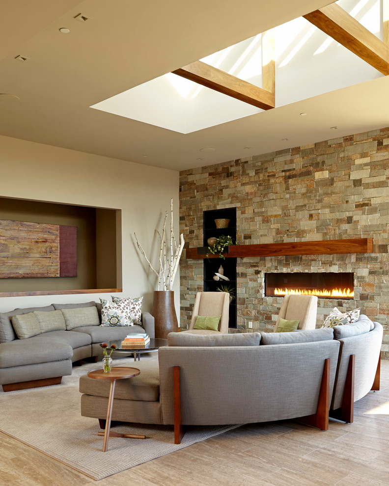 Floating Fireplace Mantel Living Room Contemporary with Area Rug Birch Branches