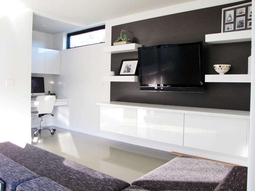 Floating Shelves for Tv Equipment Family Room Midcentury with Adler Design Within Reach