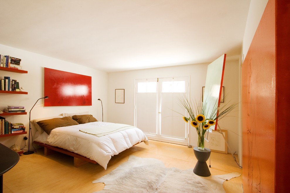 Floor Reading Lamps Bedroom Contemporary with Area Rug Artwork Bookshelves