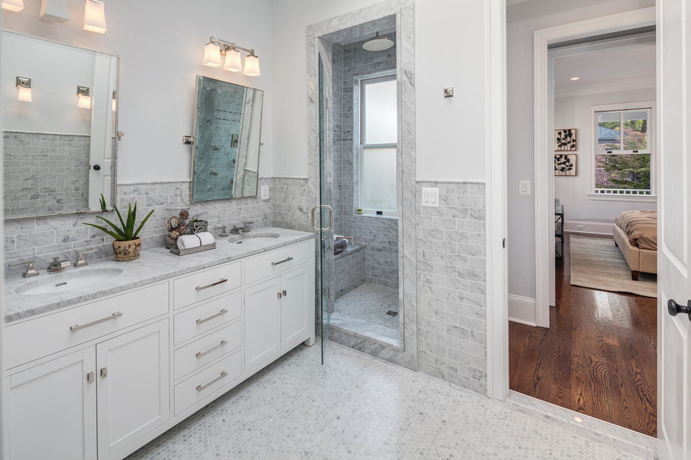 Floor Tiles for Living Room Bathroom Traditional with Double Sinks en Suite