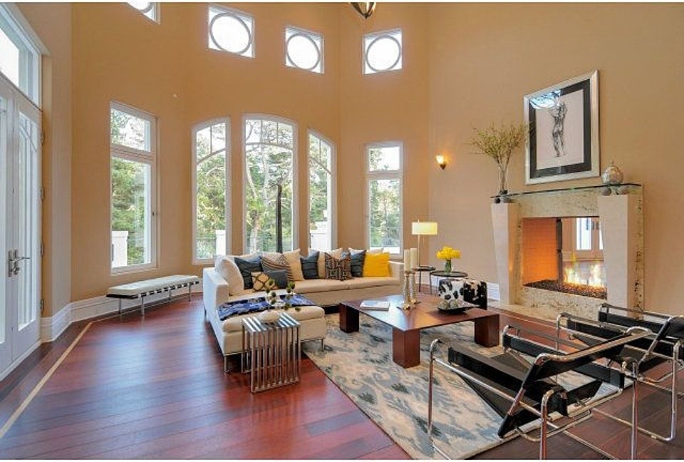 Floor to Ceiling Bookshelves Living Room Contemporary with Bay Area Living Room