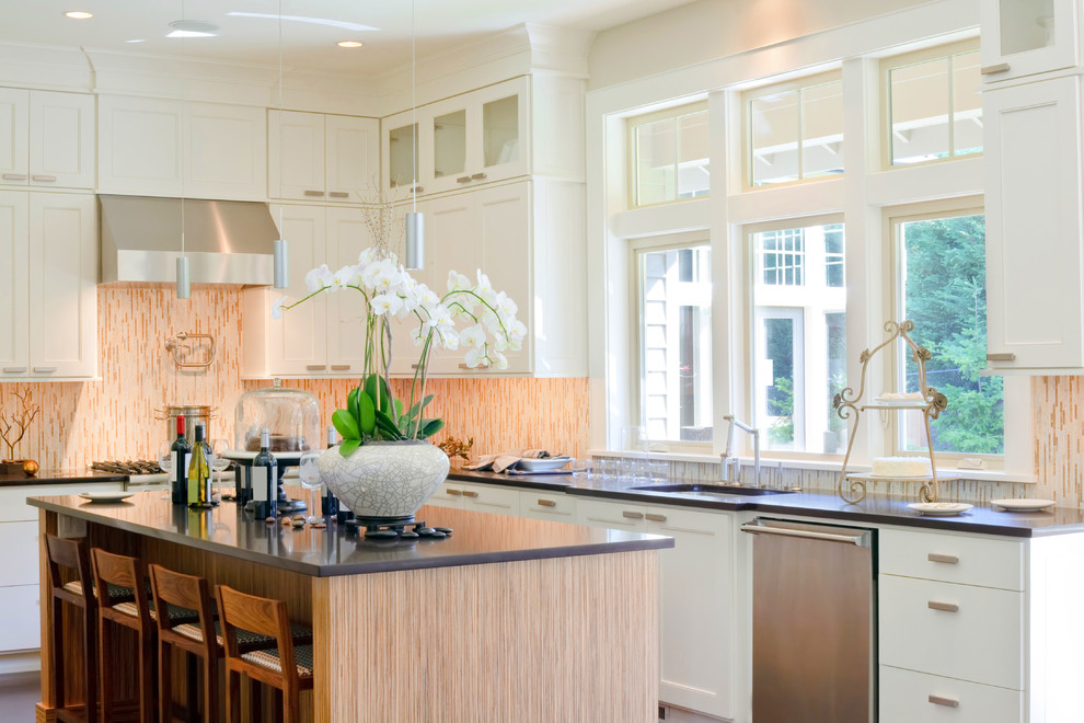Floor to Ceiling Mirrors Kitchen Transitional with None 