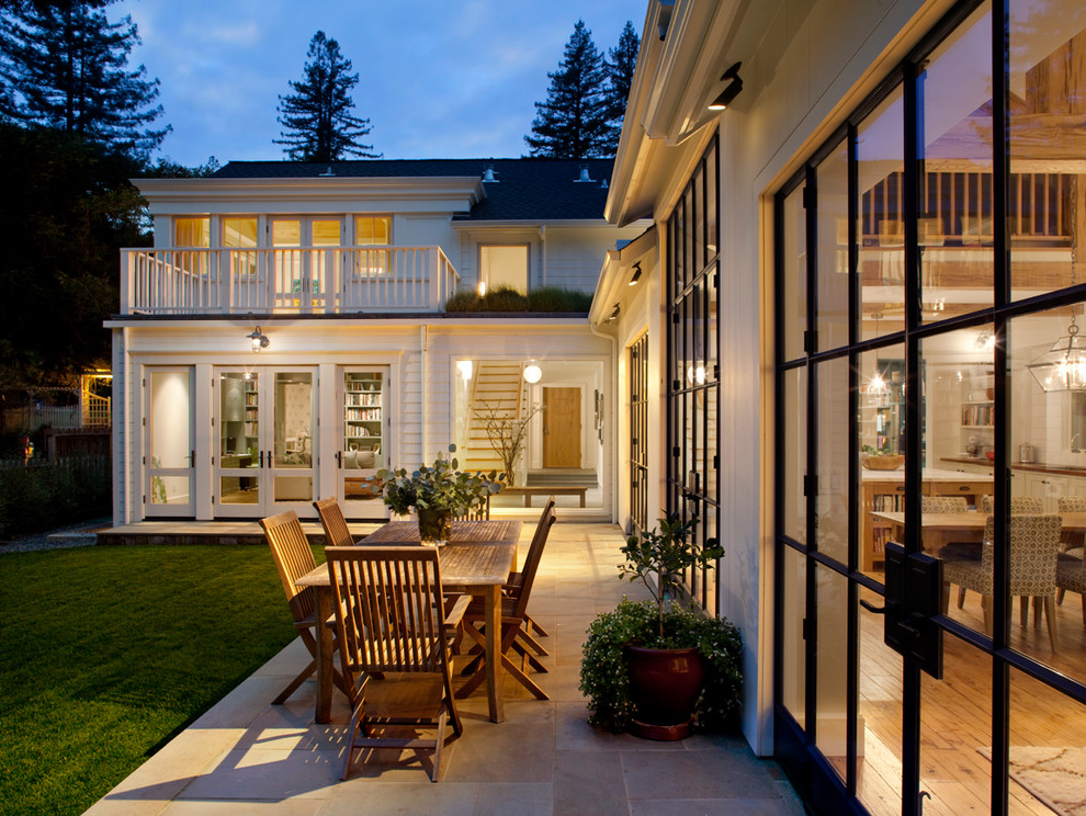 Floor to Ceiling Window Patio Farmhouse with Black Window Grids Grass