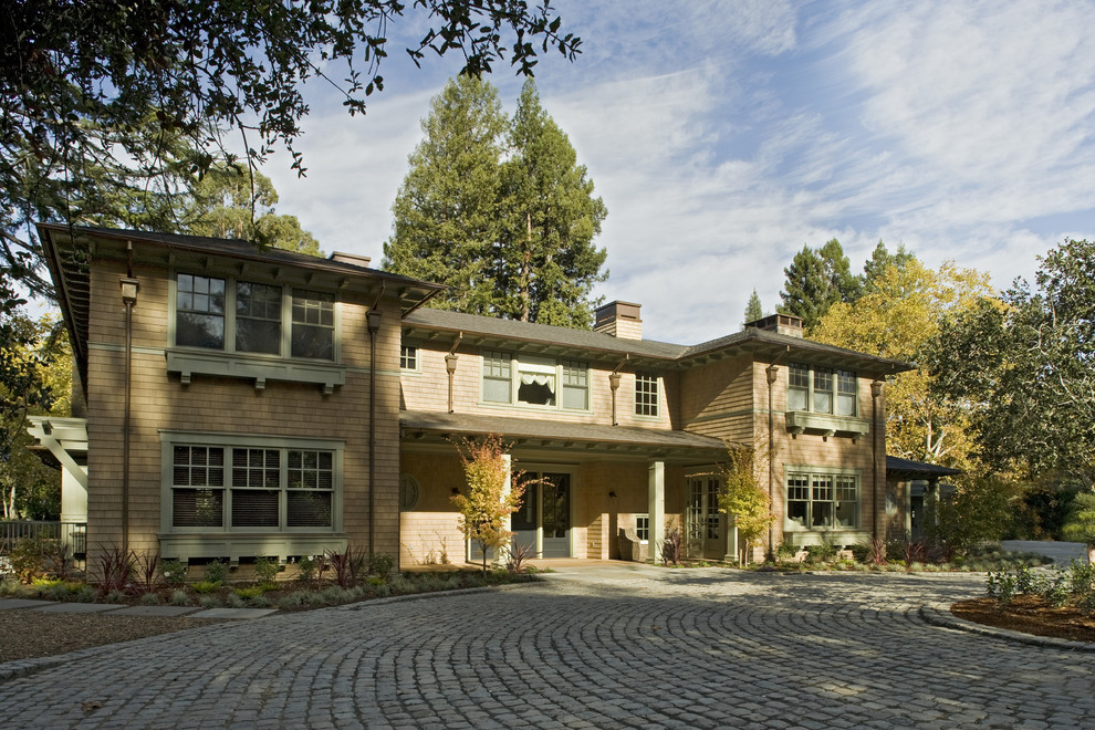 Flower Box Designs Exterior Traditional with Chimney Circular Drive Covered
