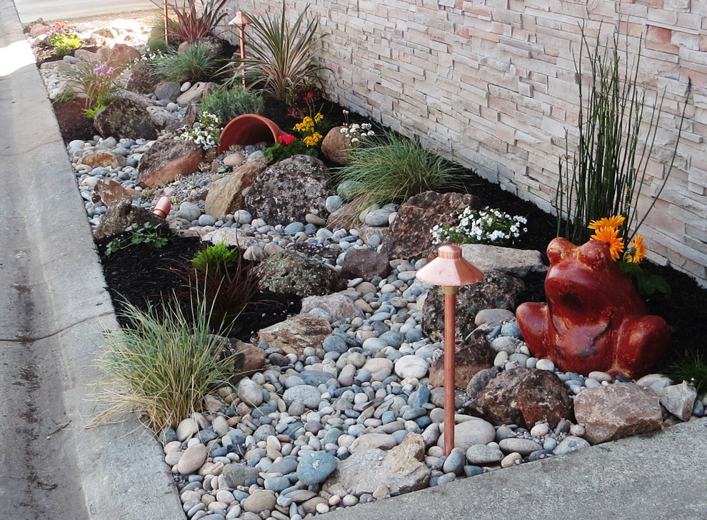 Folding Dining Table Landscape Eclectic with Drycreek Beds Front Yard