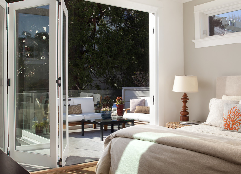 Folding Patio Doors Bedroom Contemporary with Bedside Table Clerestory Folding