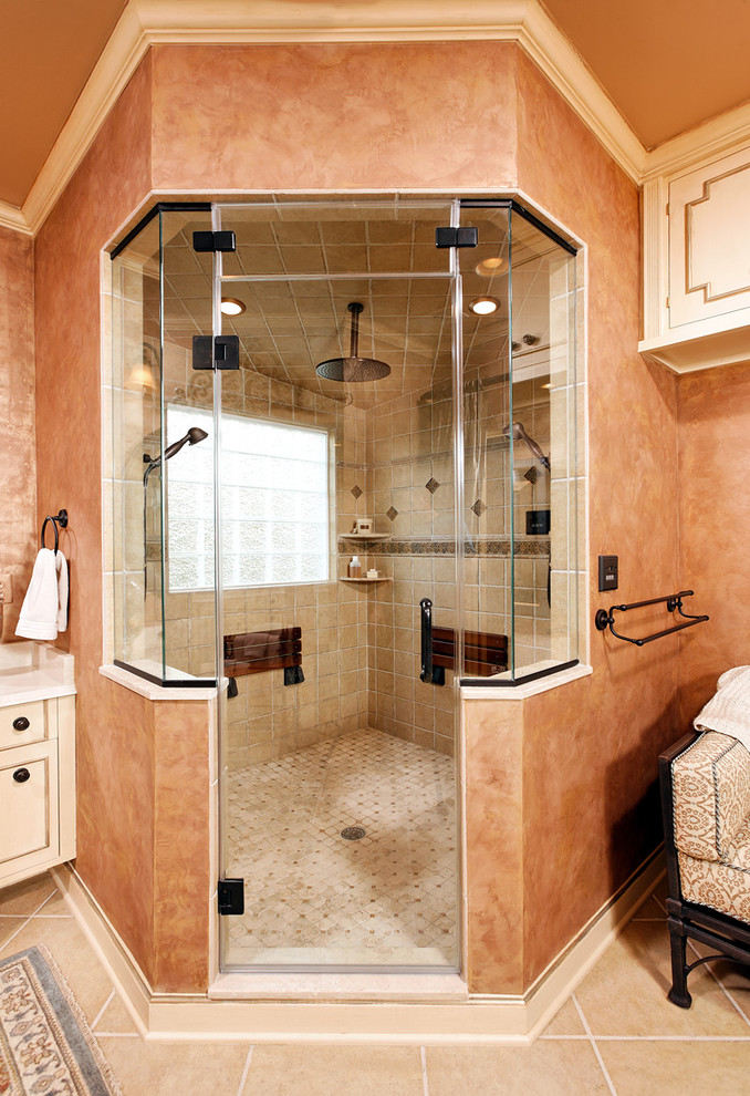 Folding Shower Seat Bathroom Traditional with Crown Molding Faux Finish