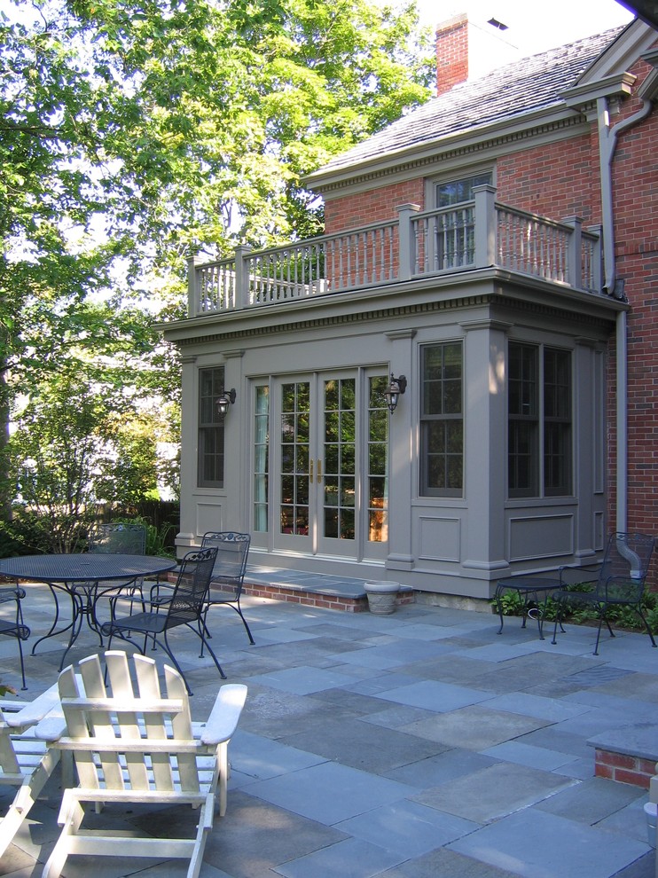 Four Season Porch Exterior Traditional with Adirondack Chairs Balcony Brick