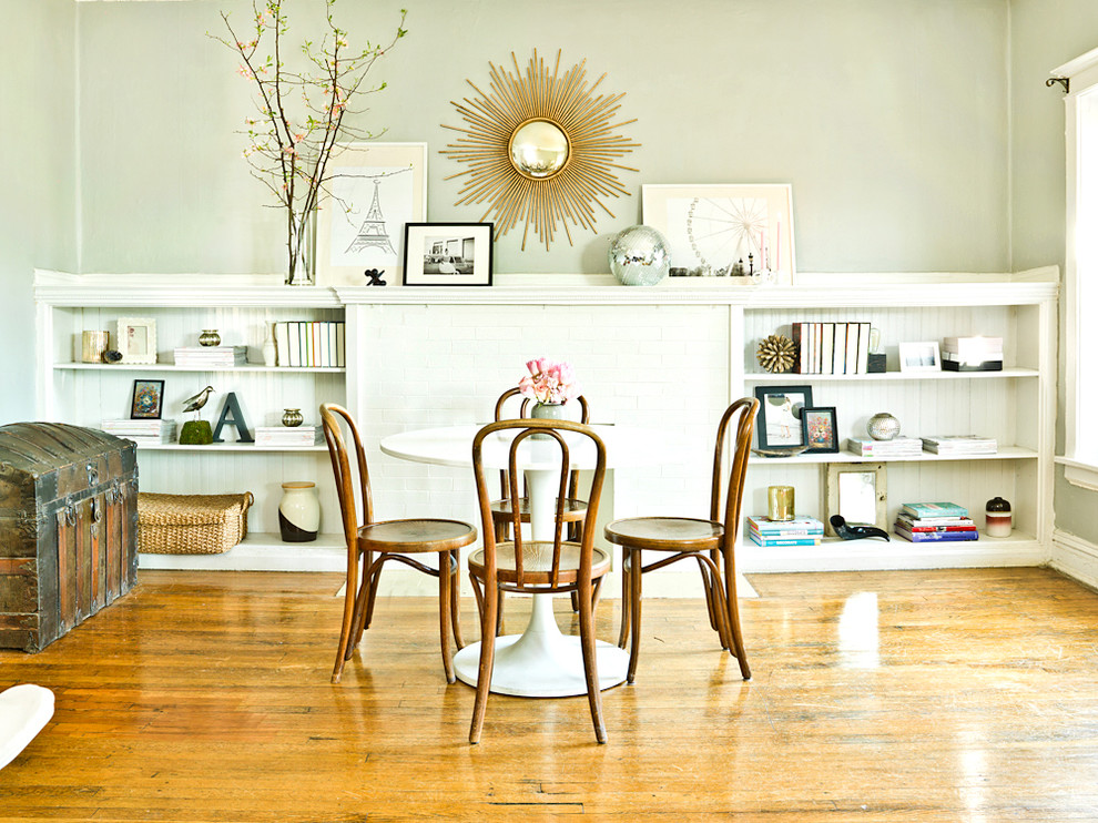 Foyer Table Ideas Dining Room Eclectic with Artwork Baseboard Bistro Chairs