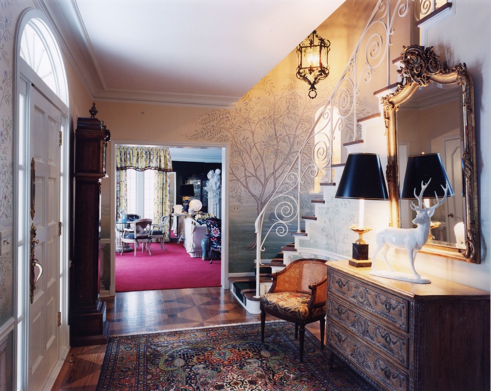 Foyer Table Ideas Entry Traditional with Area Rug Chair Rail