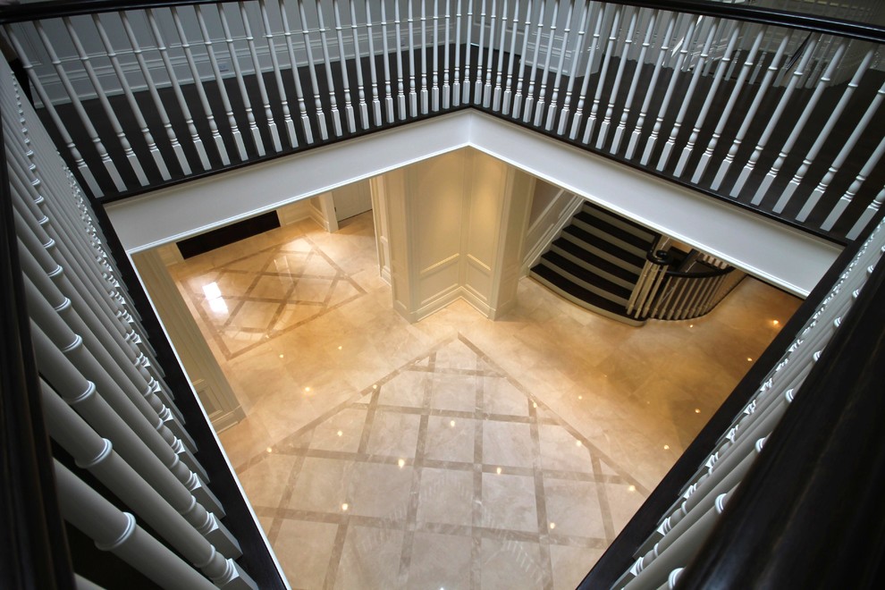 Foyer Tile Designs Hall Contemporary with Foyer Wood Railing 