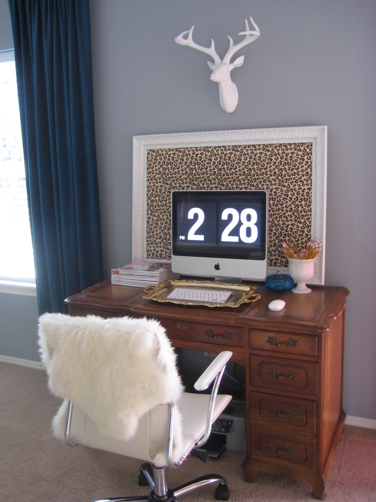Framed Cork Board Home Office Eclectic with Curtains Desktop Drapes Leopard