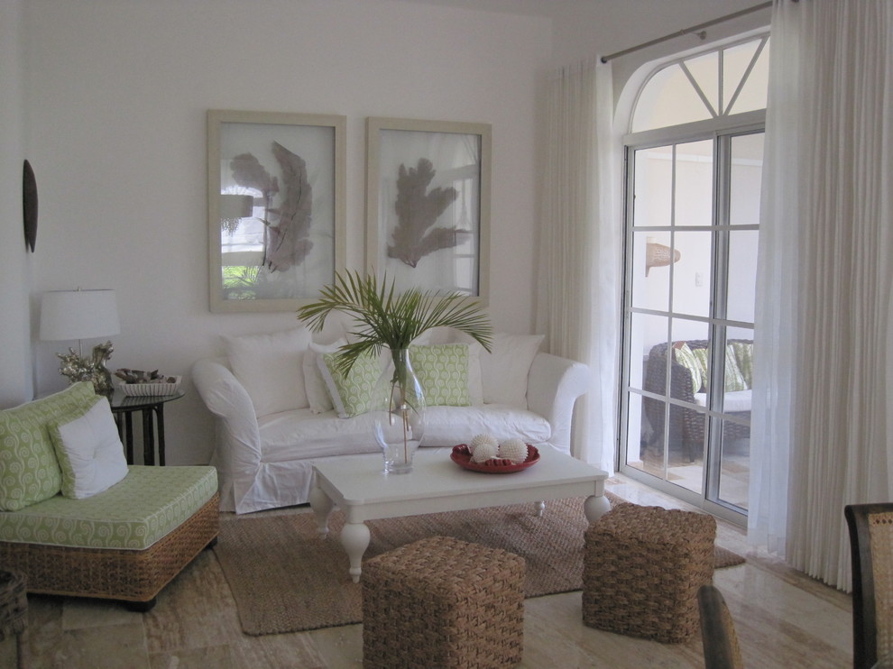 Framed Sea Fans Living Room Tropical with None 