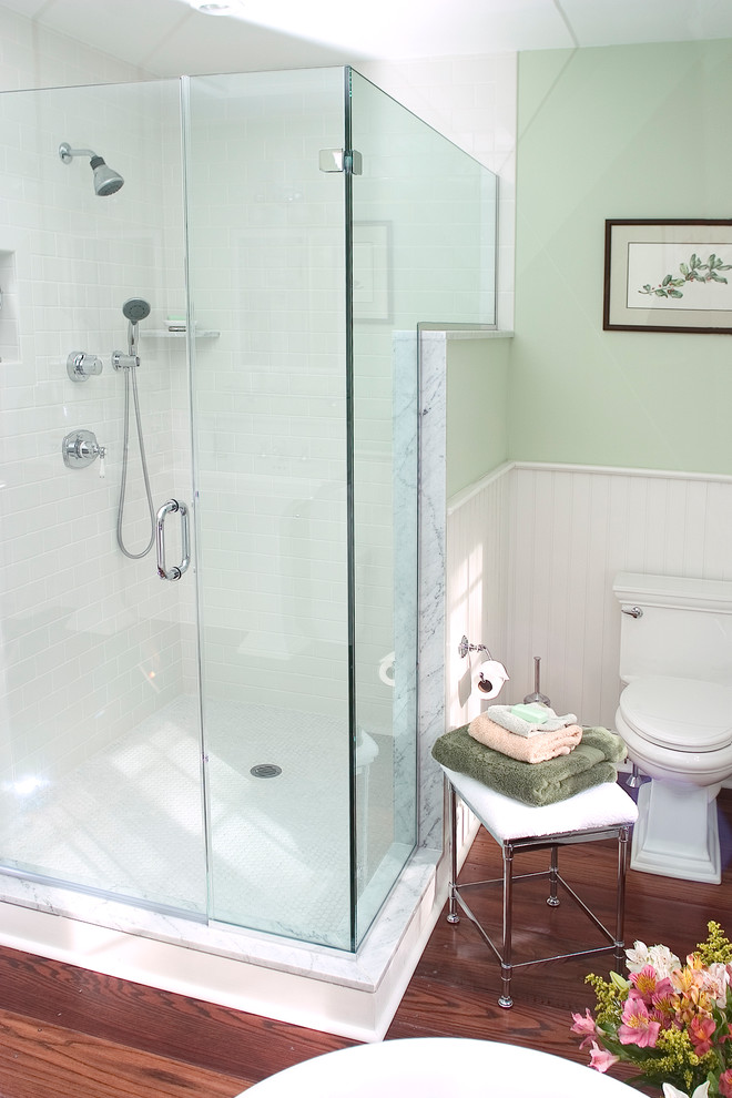 Frameless Glass Shower Bathroom Traditional with Calming Bathroom Carrara Marble