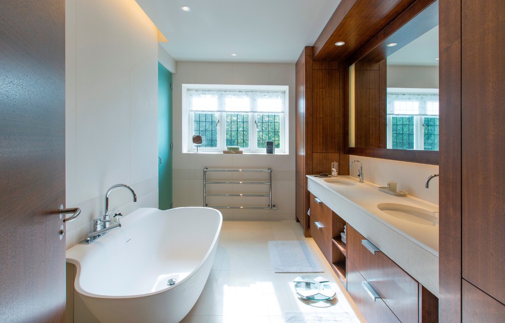 Free Standing Bath Tubs Bathroom Contemporary with Bathroom Window Beige Bath
