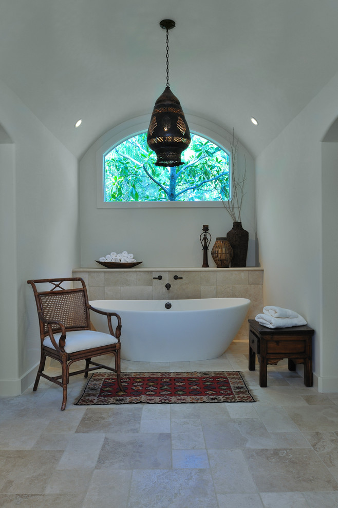 Free Standing Bathtubs Bathroom Mediterranean with Arched Ceiling Bathroom Shelves