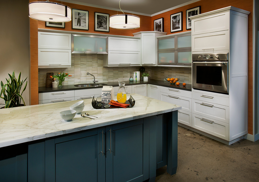 Free Standing Closet Kitchen Transitional with Dewils Painted Cabinets Painted