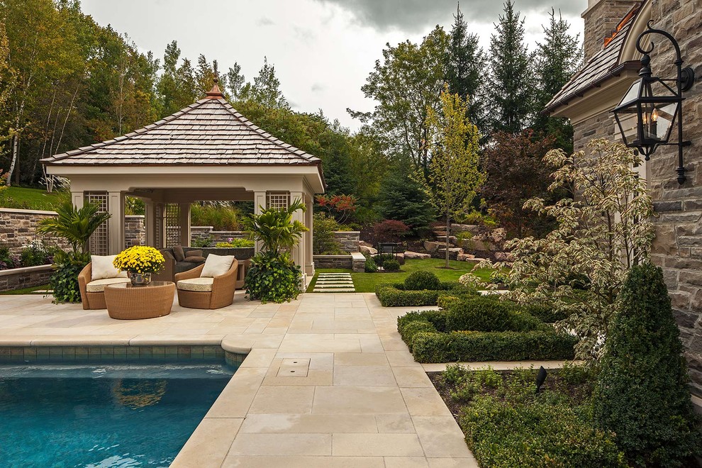 Free Standing Gazebo Landscape Traditional with Covered Patio Decorative Pillows