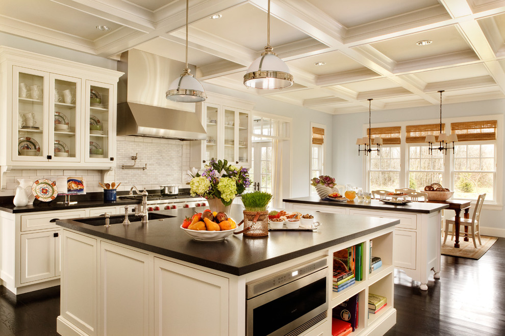 Free Standing Kitchen Cabinets Kitchen Traditional with Backsplash Black Counter Coffered