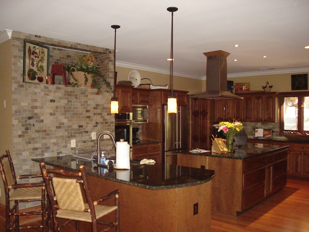Free Standing Range Hood Kitchen Traditional with Accent Wall Cabinets Countertops