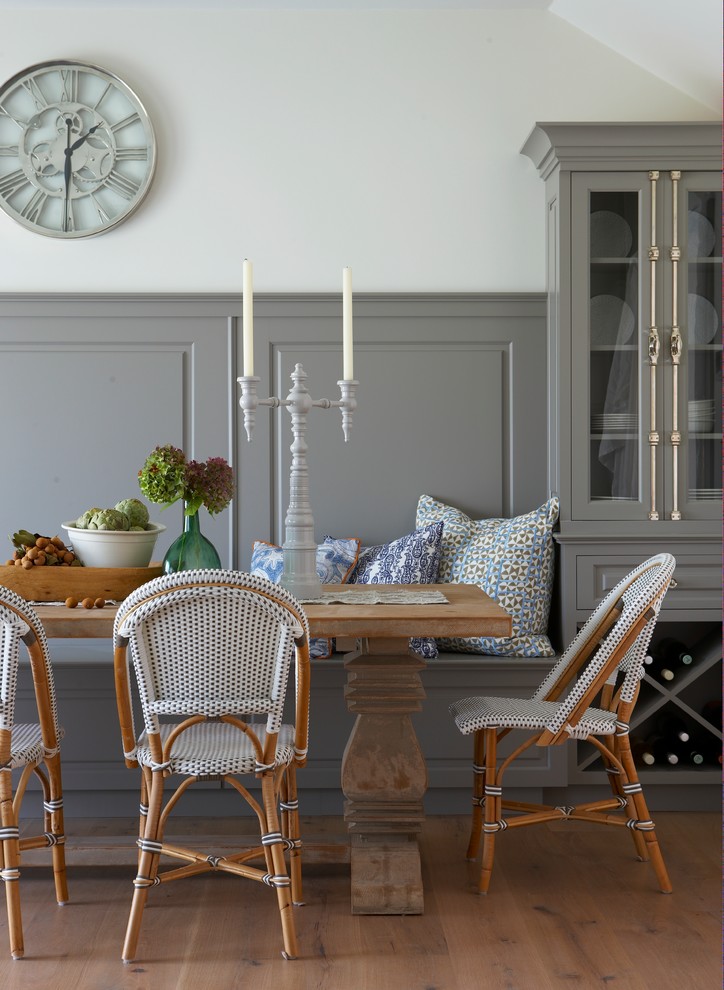French Bistro Chairs Dining Room Traditional with Built in Banquette Built