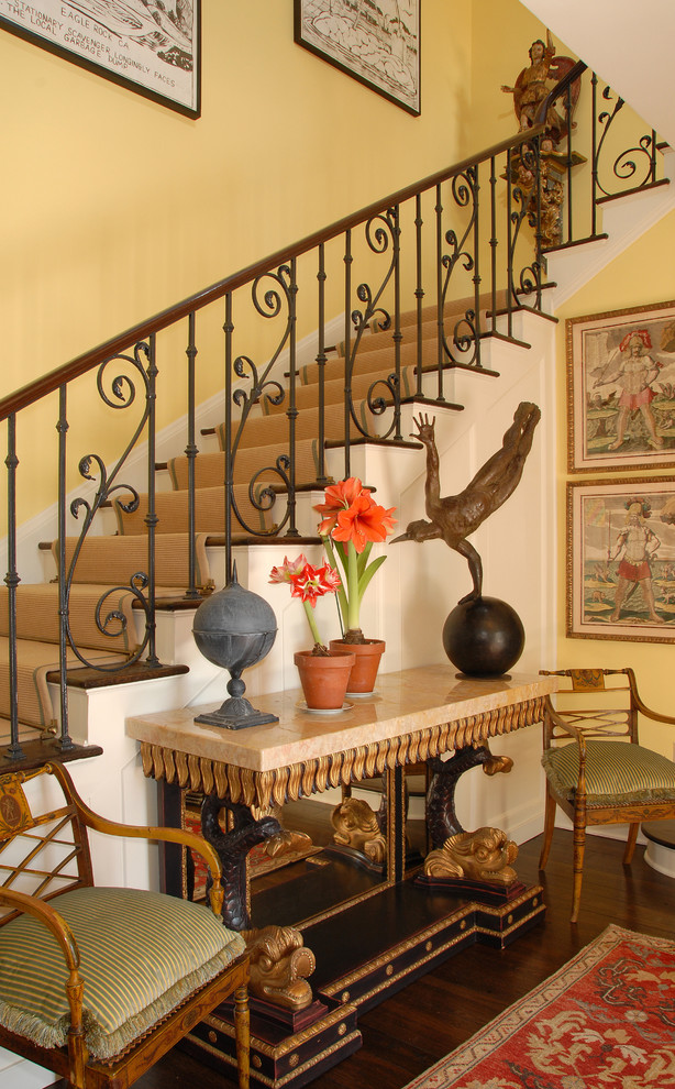 French Console Table Entry Traditional with Accessories Area Rug Armchairs