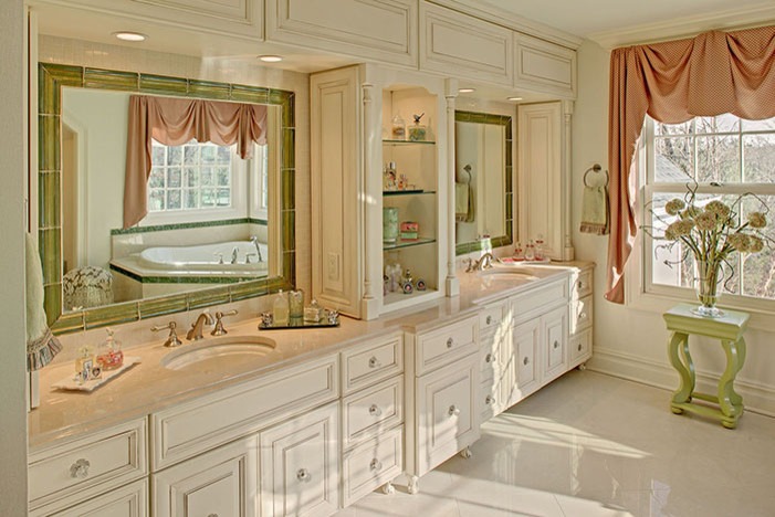 French Country Vanity Bathroom Traditional with Classic Elegant Formal Glass