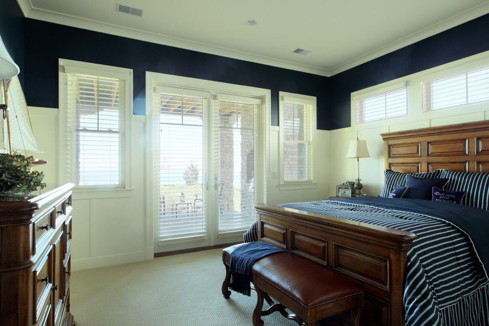 French Door Blinds Bedroom Traditional with Crown Molding Foot Of