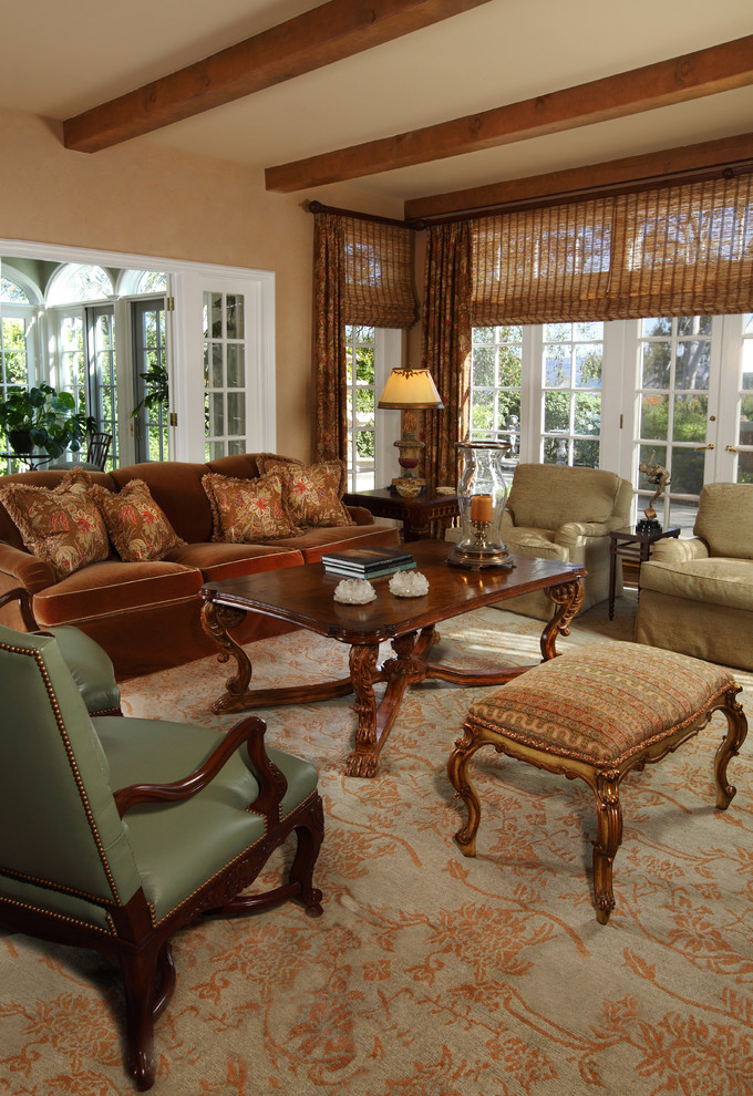 French Door Blinds Living Room Traditional with Area Rug Arm Chair