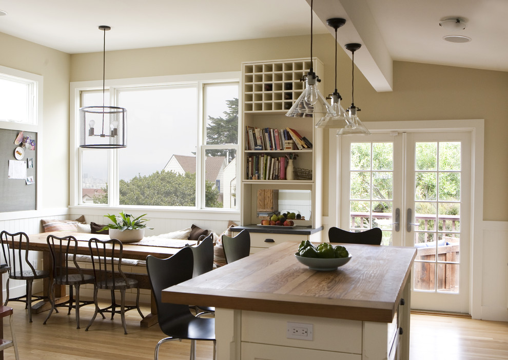 French Door Handles Kitchen Farmhouse with Banquette Seating Barstools Butcher