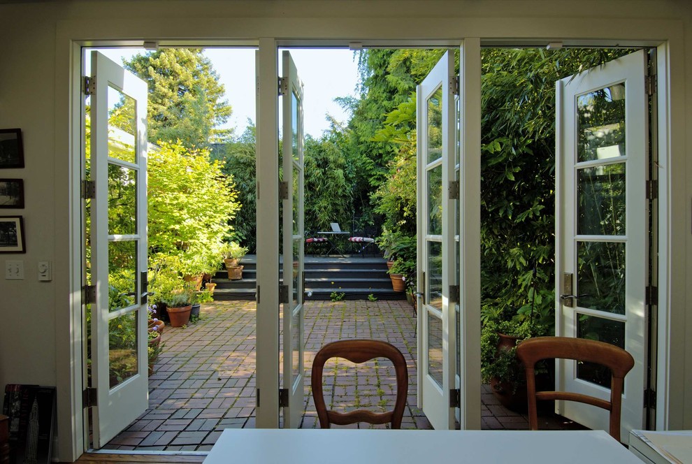 French Door Styles Patio Craftsman with Basket Weave Brick Paving