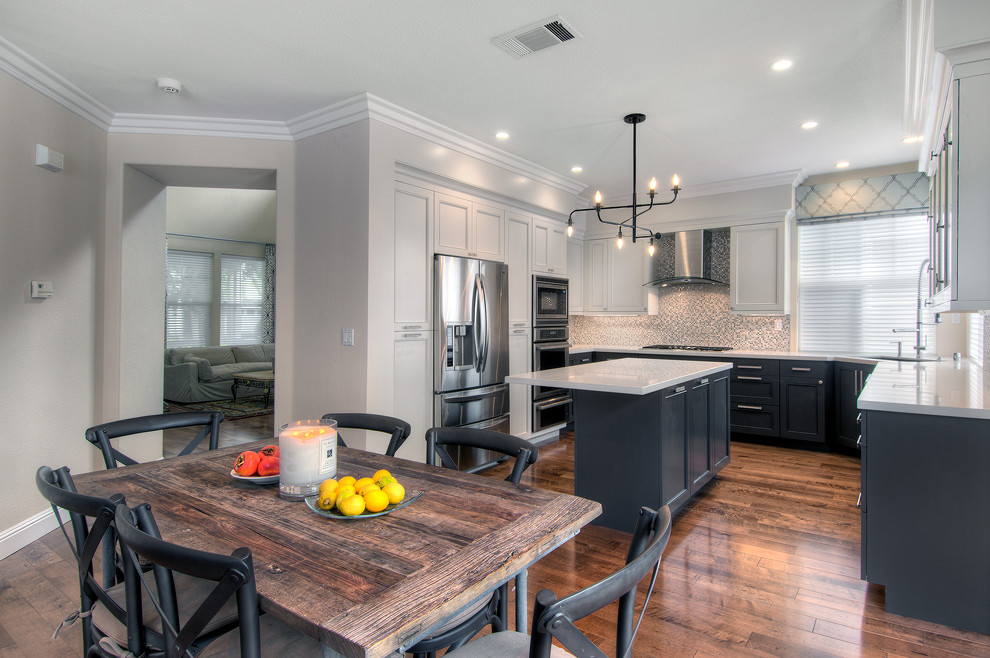 French Kitchen Cabinets Kitchen Transitional with Combination Colored Cabinetery Custom