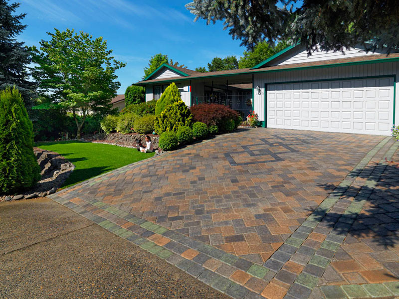 French Limestone Flooring Exterior Contemporary with Artificial Turf Brown Diamond