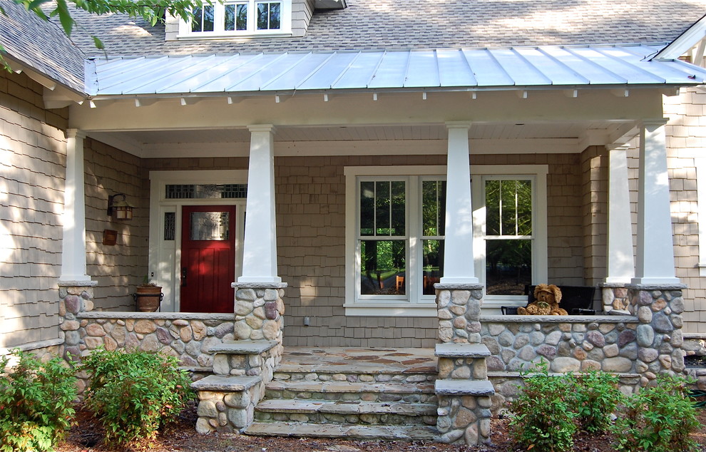 Front Porch Designs Porch Traditional with Beige Shingle Exterior Beige