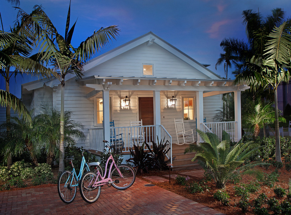 Front Porch Pergola Exterior Tropical with Bark Mulch Bicycles Covered