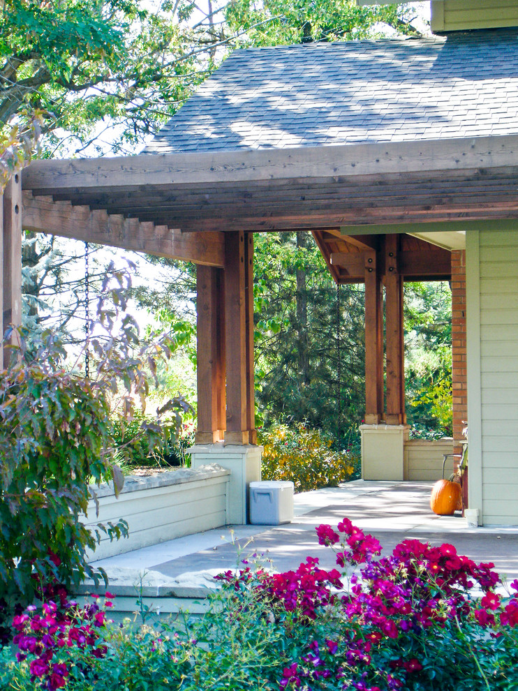 Front Porch Pergola Porch Traditional with Built Up Columns Craftsman