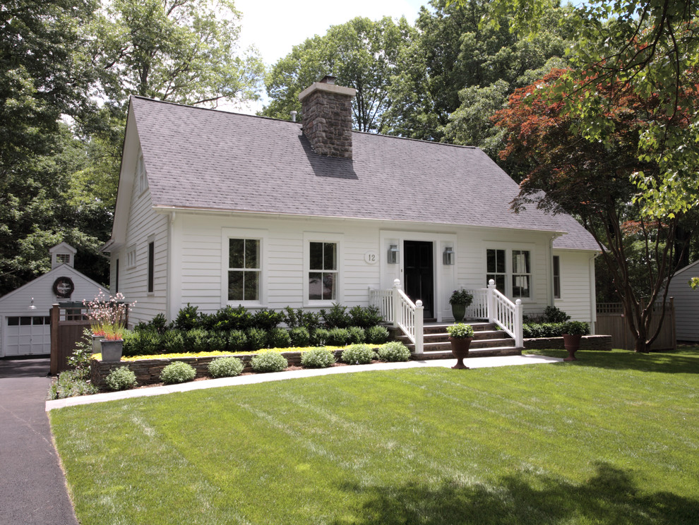 Front Step Railings Exterior Traditional with Barn Lights Brick Chimney