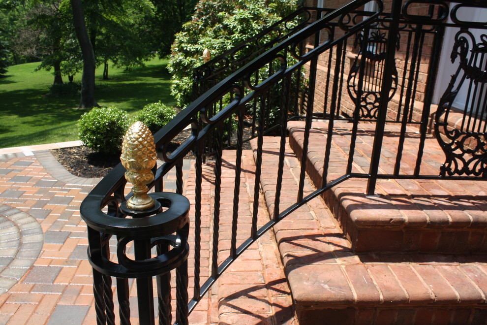 Front Step Railings Landscape Traditional with Curved Hand Railing Front