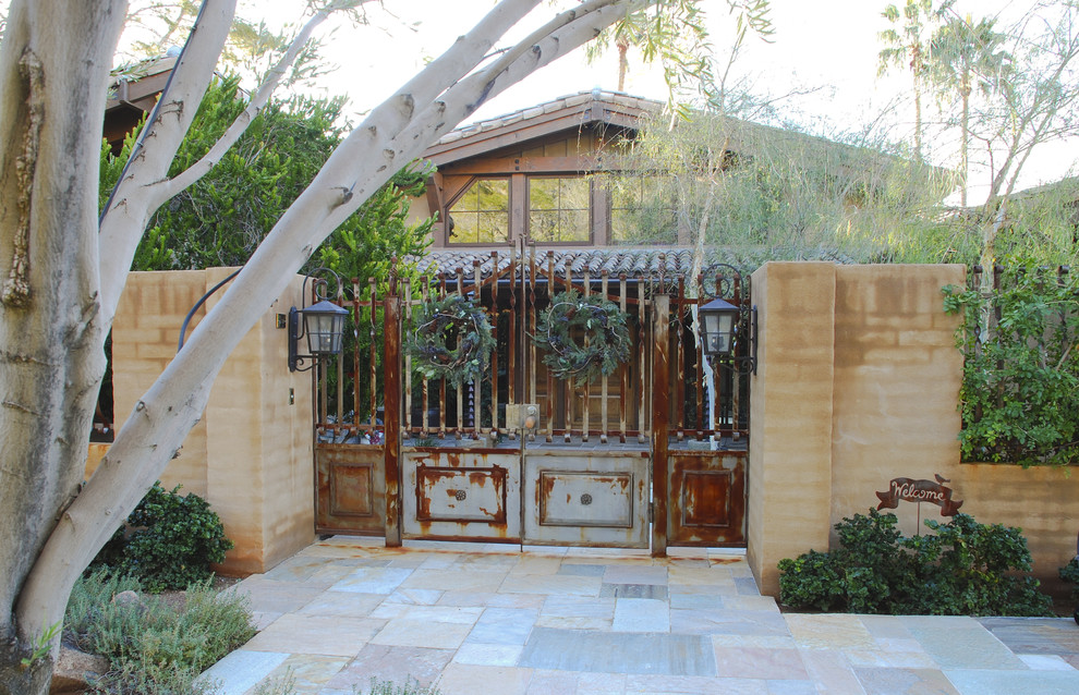 Front Yard Gates Entry Rustic with Antique Belly Biparting Brick