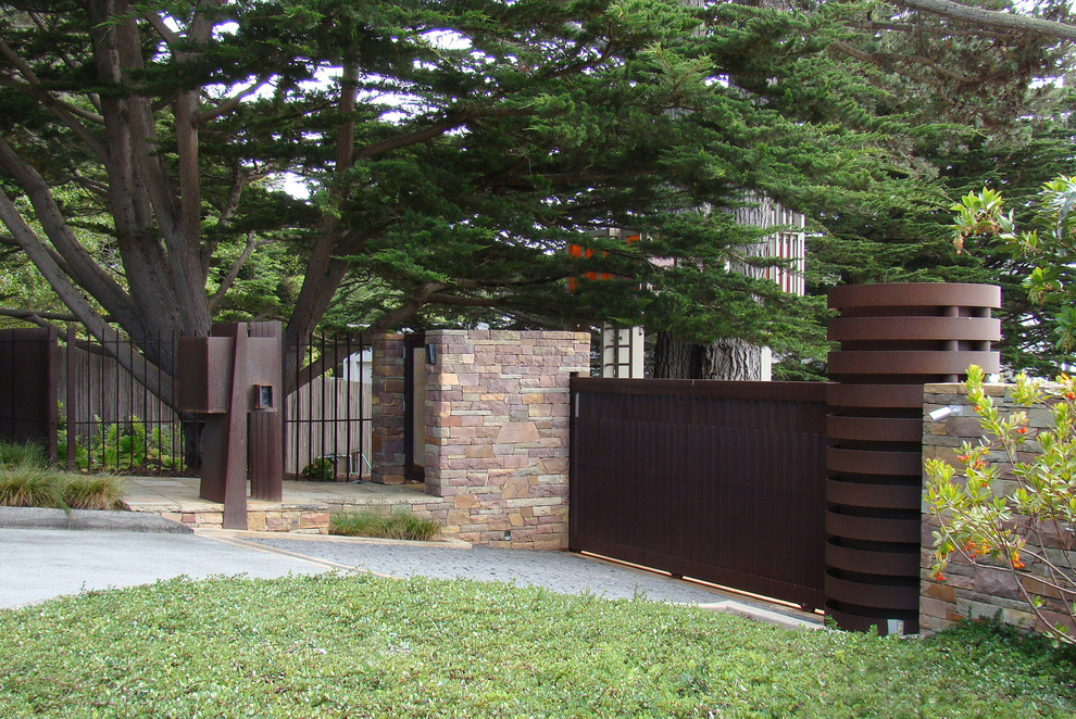 Front Yard Gates Landscape Contemporary with Carex Corten Cypress Decor