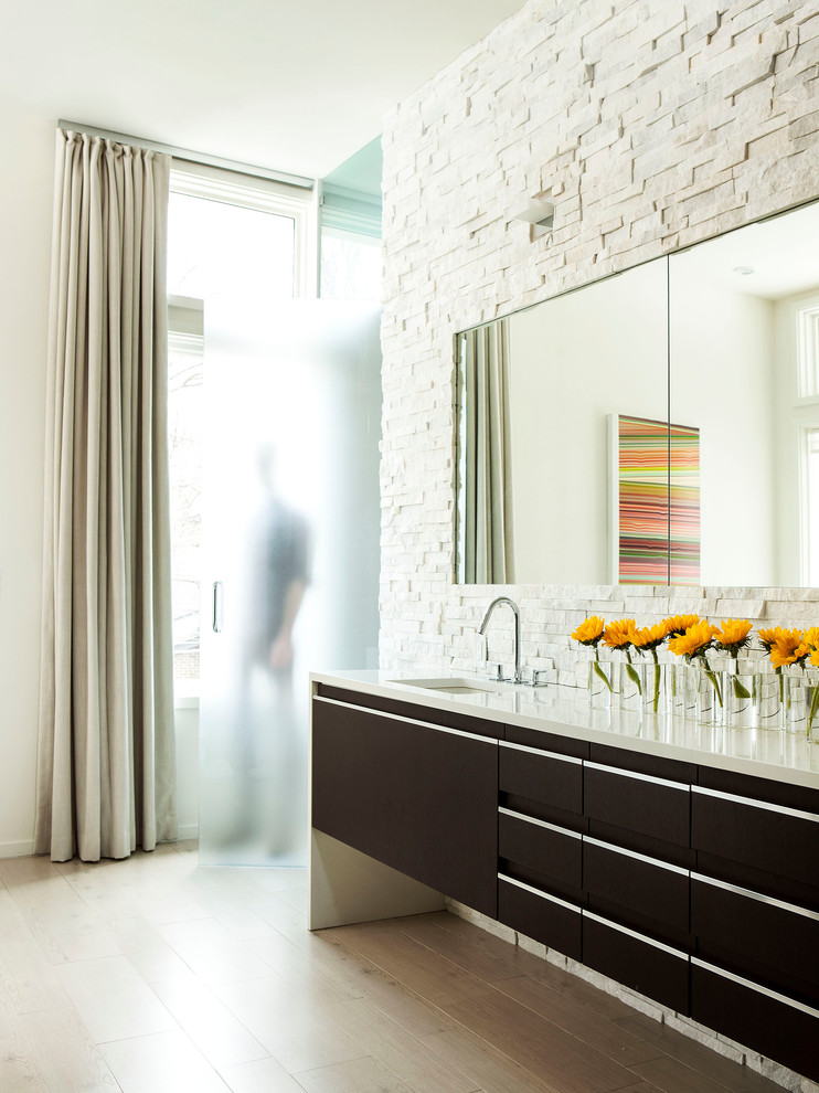 Frosted Glass Bathroom Door Bathroom Contemporary with Beige Bathroom Counter Beige