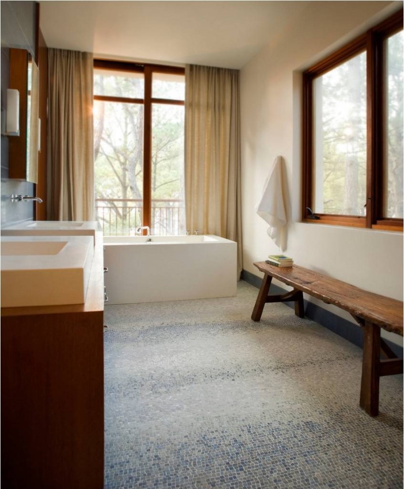 Frosted Glass Tile Bathroom Contemporary with None 