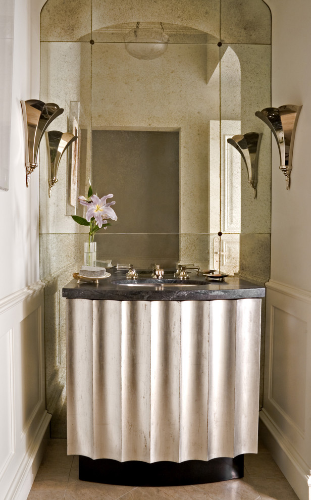 Full Length Wall Mounted Mirror Powder Room Transitional with Bathroom Mirror Fluted French